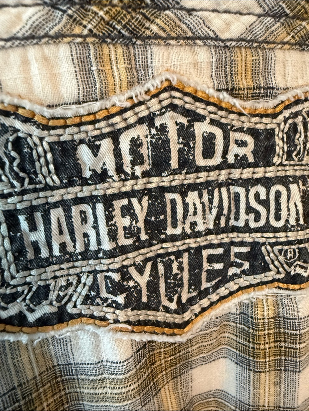 🏍️ Harley-Davidson Plaid Snap Button Women's Shirt Large Winged Back Logo Sz L - Picture 6 of 15